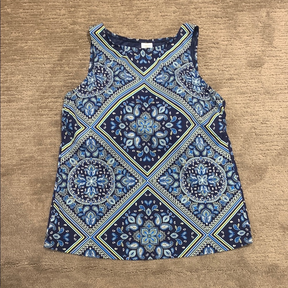 Lands' End Navy Paisley Swim Tankini Top Size 18 - Picture 3 of 7